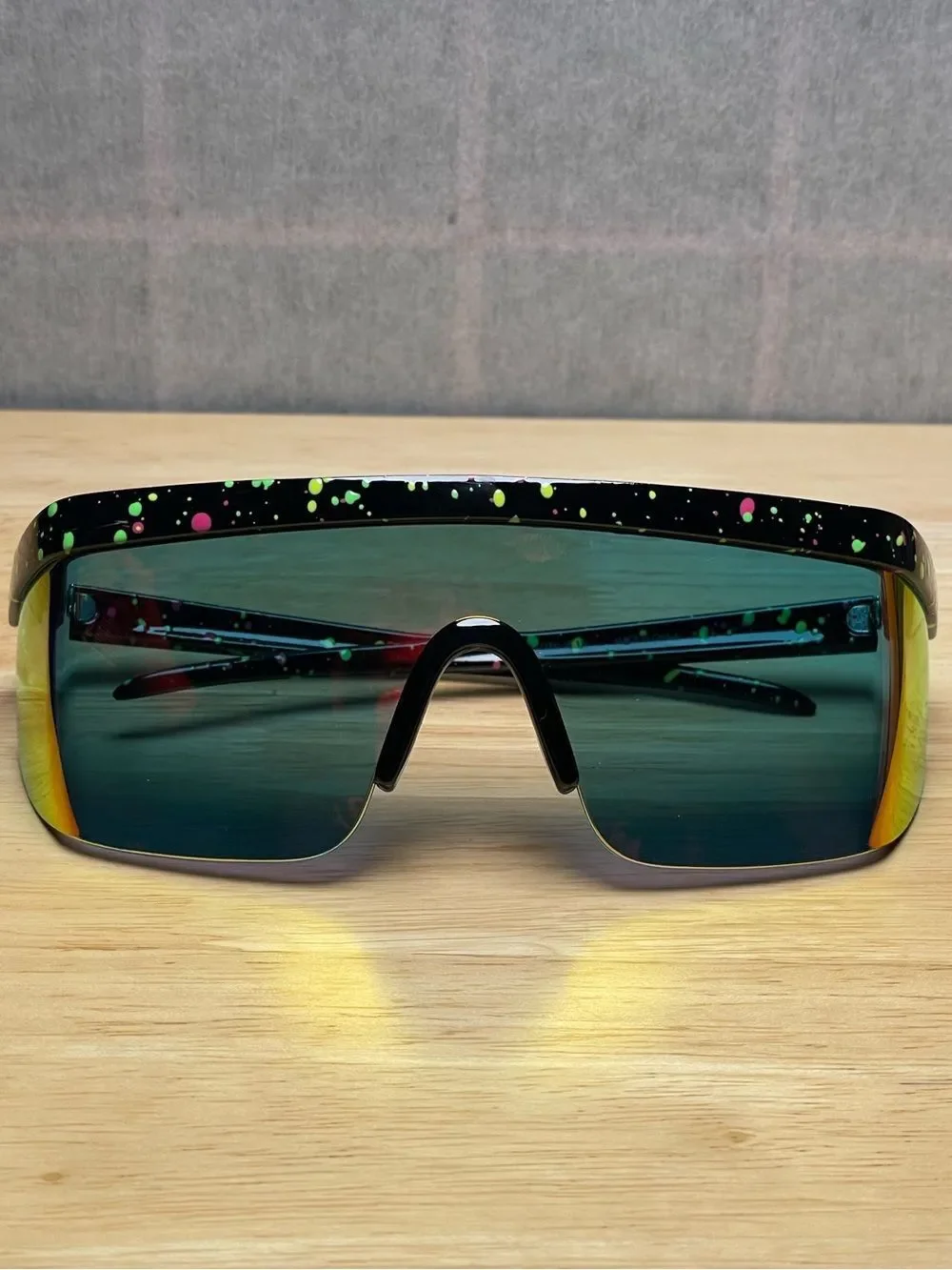 Tipsy Elves Neon Retro Splatter Print Performance Sunglasses - Unisex -80’s Vibe